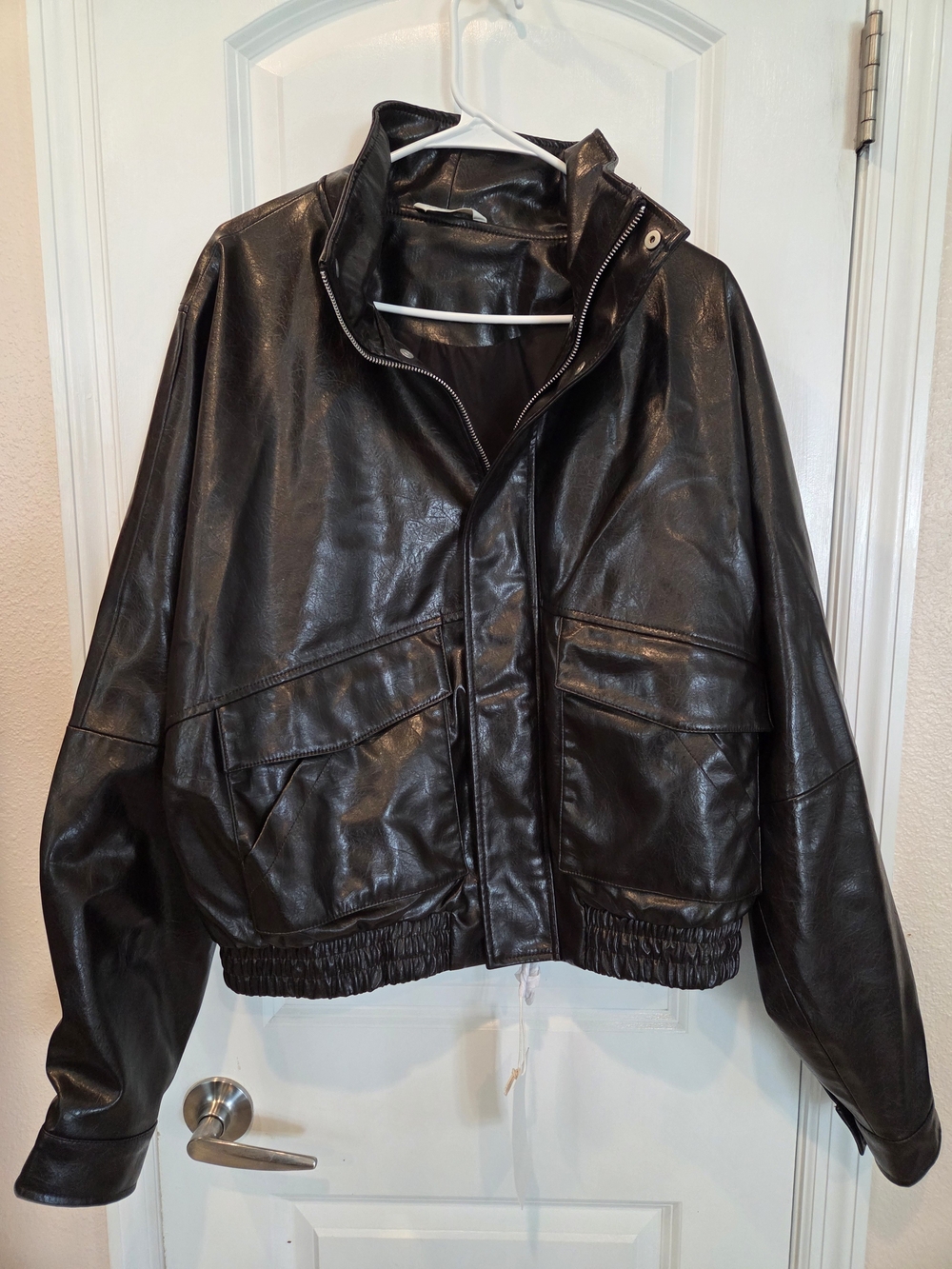Zara Faux Leather Cropped Jacket - Picture 9 of 11